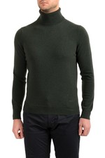 Malo Optimum Men's Lizard Green 100 Cashmere Turtleneck Pullover Sweater