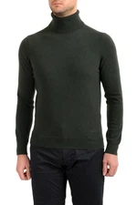 Malo Optimum Men's Lizard Green 100% Cashmere Turtleneck Pullover Sweater
