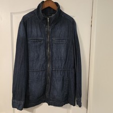 Womens GAP Navy denim Zip Up tailored Jacket Size XL (14)