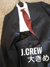 J.CREW Business setup suit Dark gray striped Renown Large size 40R L equivalent