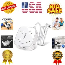 6 Ft Surge Protector Power Strip - 8 Widely Outlets with 4 USB Ports, 3 Side ...