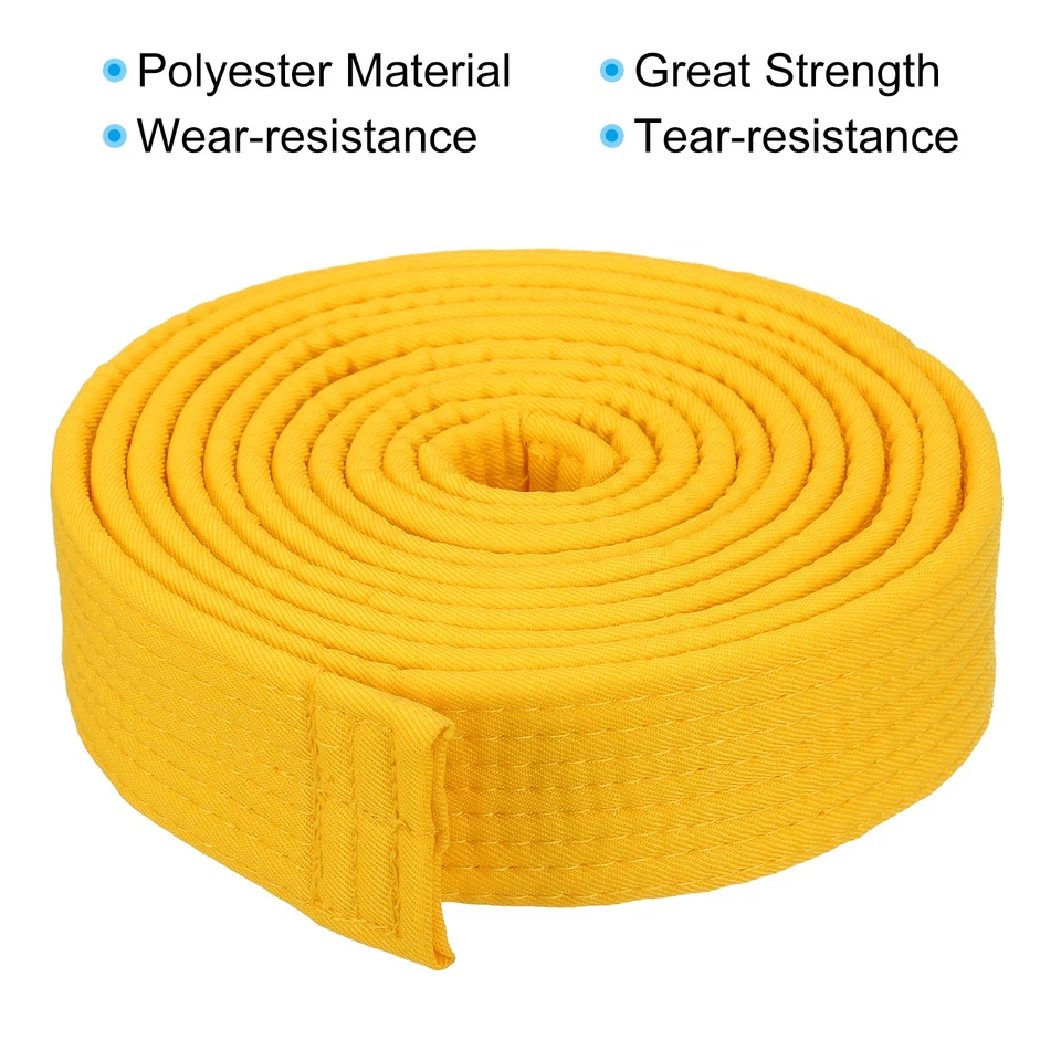 1.6"x9.8Ft 3 m Polyester Taekwondo Colored Ranking Belt, Yellow - Image 3 of 4