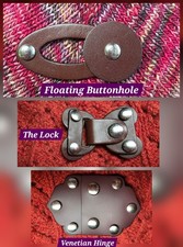 J L knit sweater shawl closures: Floating Buttonhole / The Lock / Venetian Hinge