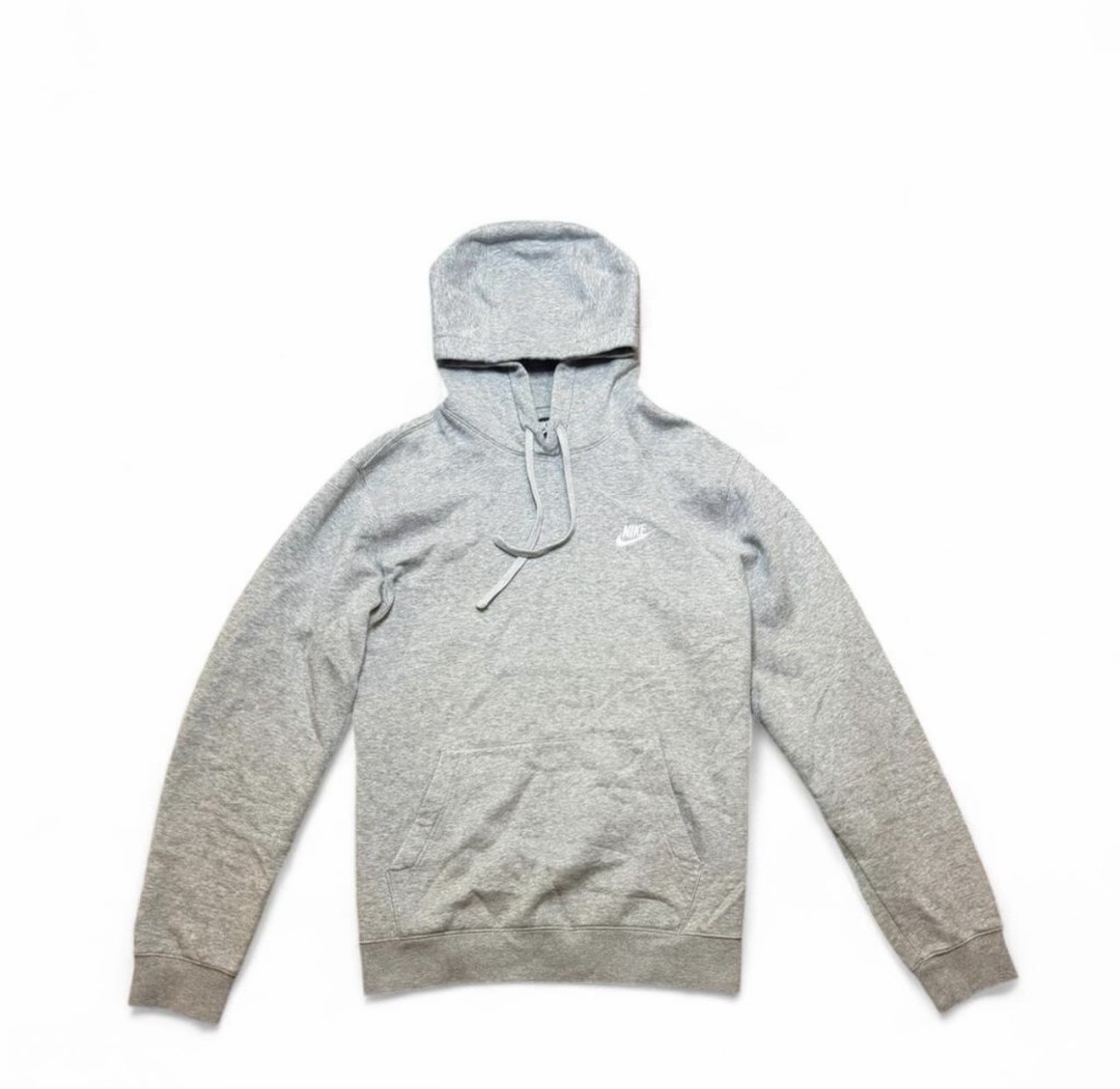 Nike Hoodie Mens Medium Gray Fleece Pullover Sweatshirt Swoosh
