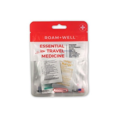 Roamwell Essential Travel Medicine Kit, OTC Business | 18 tablets, Red 