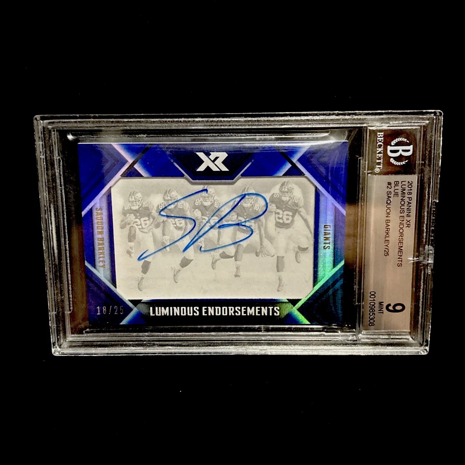 Saquon Barkley Panini XR Luminous Endorsements Autographs #LE2 Blue