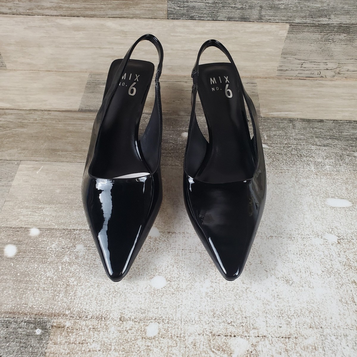Mix No. 6 Kiichi Kitten Heel Slingback Pump Sz 7 Black Pointed Toe