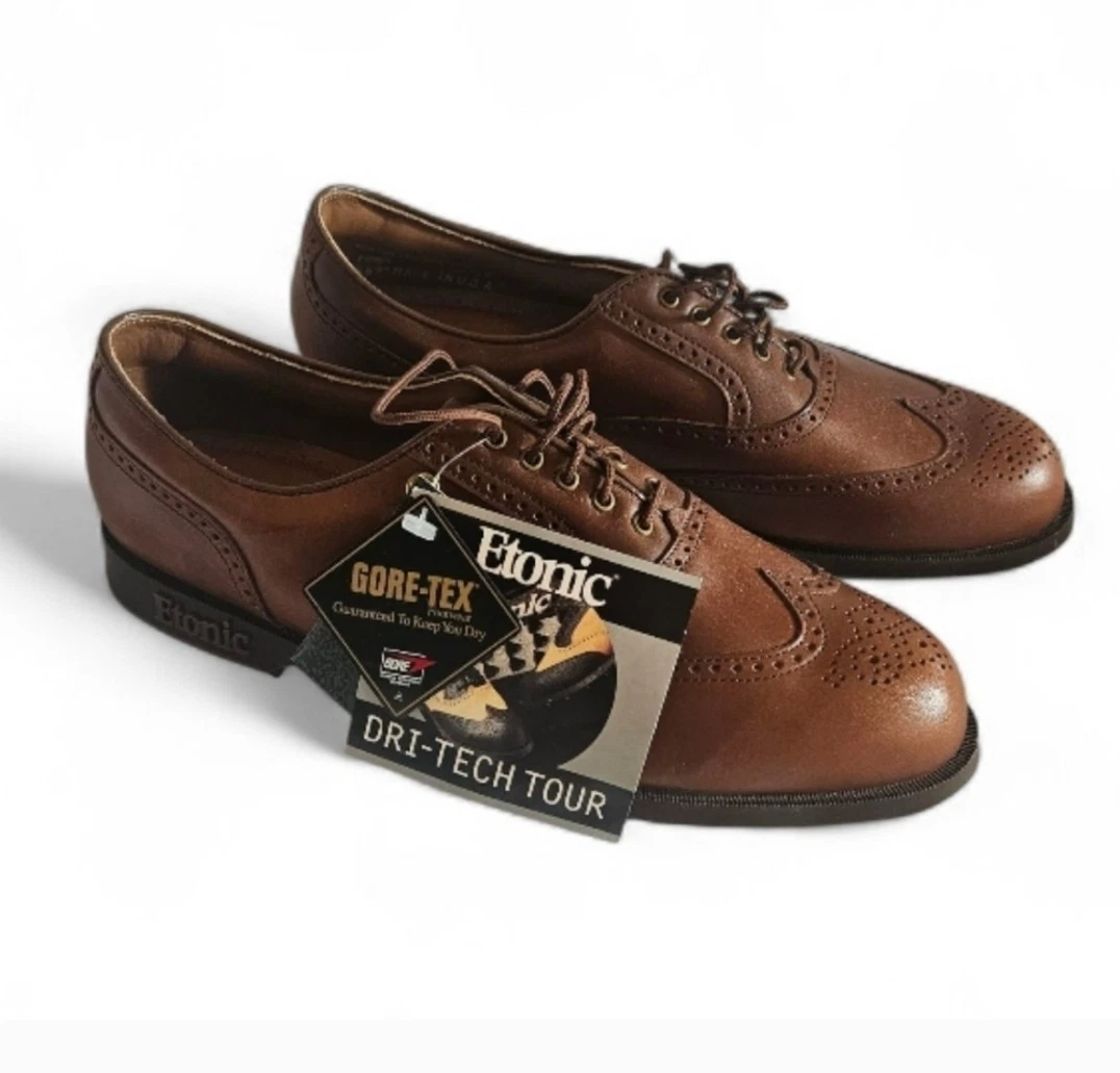 Etonic Black and Brown Men\'s Oxford Style Leather Golf Shoes Etonic Golf Shoes Men main image 4