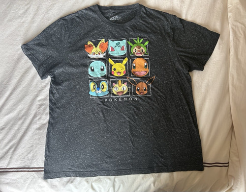Pokemon Graphic T-Shirt Pikachu Eevee Charmander Bulbasaur Tee Size 2XL