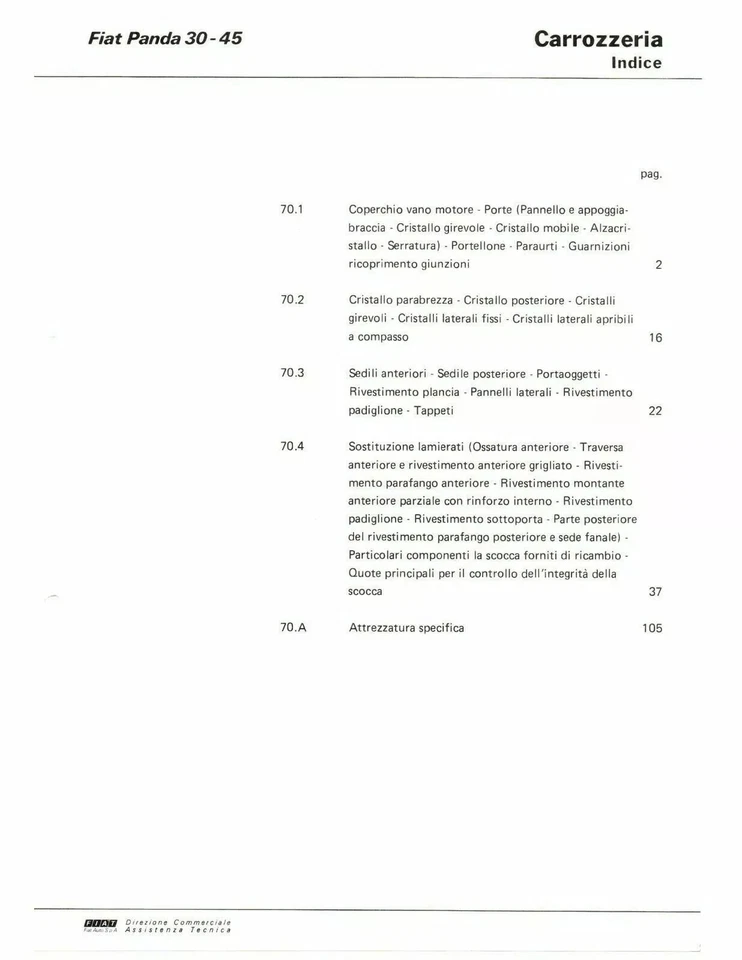 Fiat Panda 30 45 - Manuale per gli Interventi sulla Carrozzeria - Ed. XI 1980 - Immagine 2 di 4