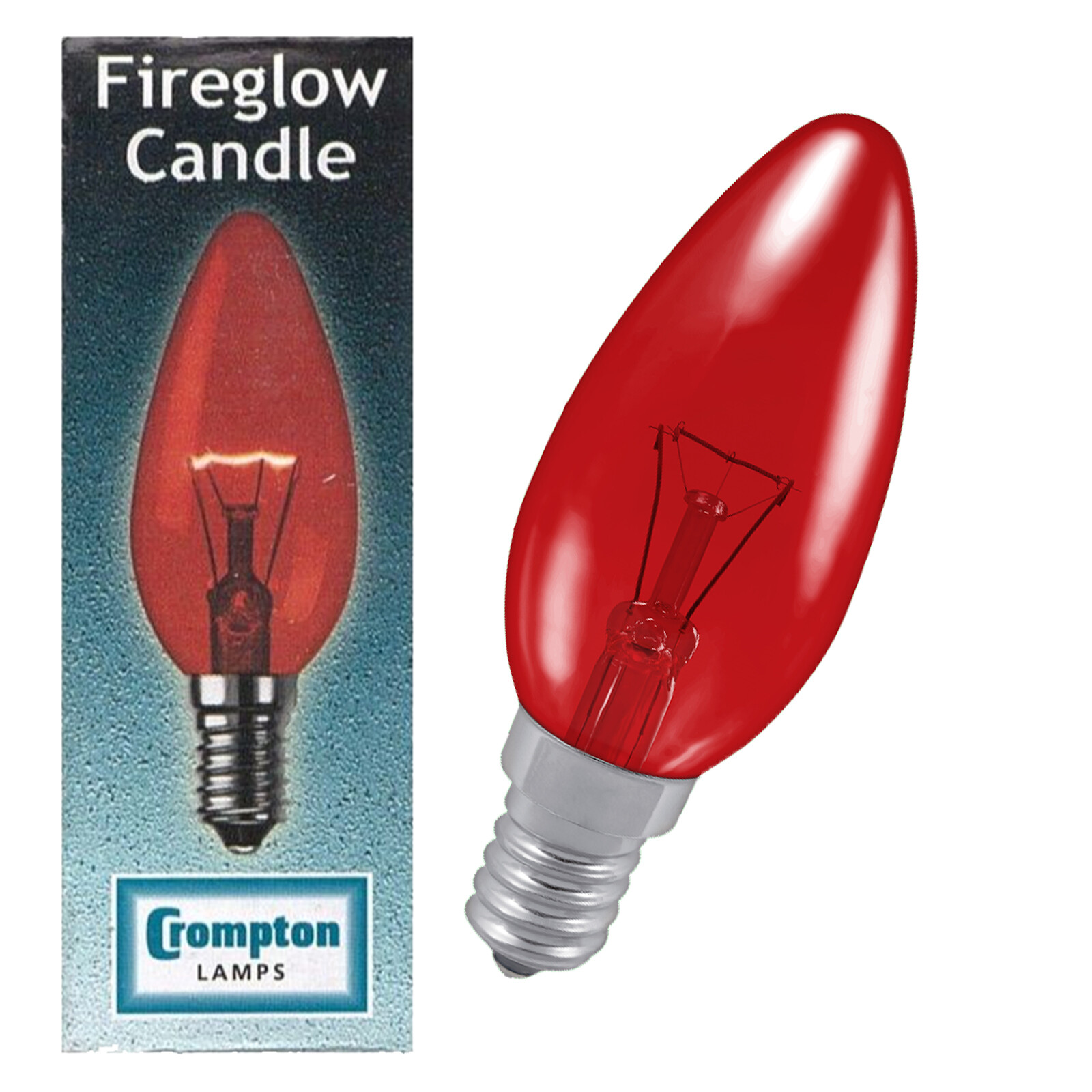 2 x Crompton 40 Watt SES Electric Fireglow Red Candle Lamp E14 Bulb