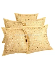 Cotton Throw Pillow Covers Mirrored Embroidered 40x40 cm Ethnic Set Of 5 Cushion