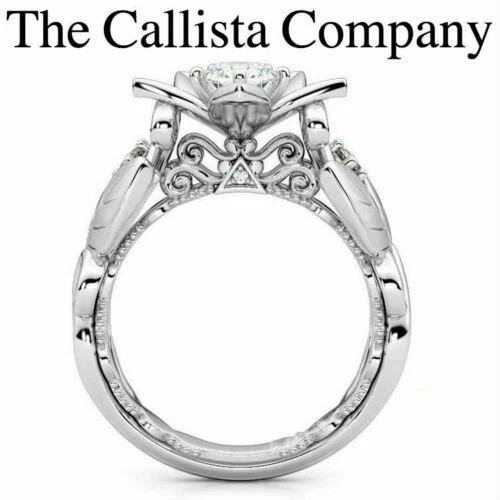 CALLISTA CO. CREADO EN LABORATORIO 2,04 CT CORTE RD 3A+CZ BLANCO ORO FLORAL RG TALLA 6-9 ✓ Foto 3 de 4