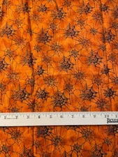 Spiderweb Fabric Orange Black David Textiles Cotton By the Half Yard 44"
