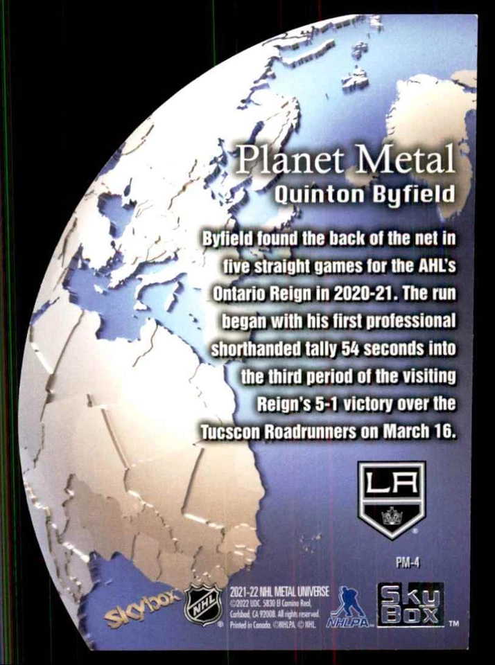 2021-22 Skybox Quinton Byfield Hockey Cards #PM-4 - Image 2 of 2