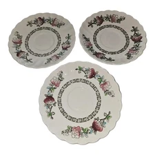 3 Vintage MYOTT Staffordshire Ware Indian Tree Saucers Scalloped Edg READ