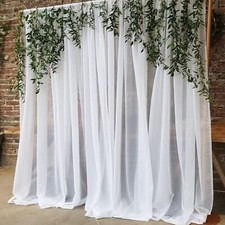 White Chiffon Sheer Backdrop Curtain for Wedding Parties White Tulle Arch Dra...