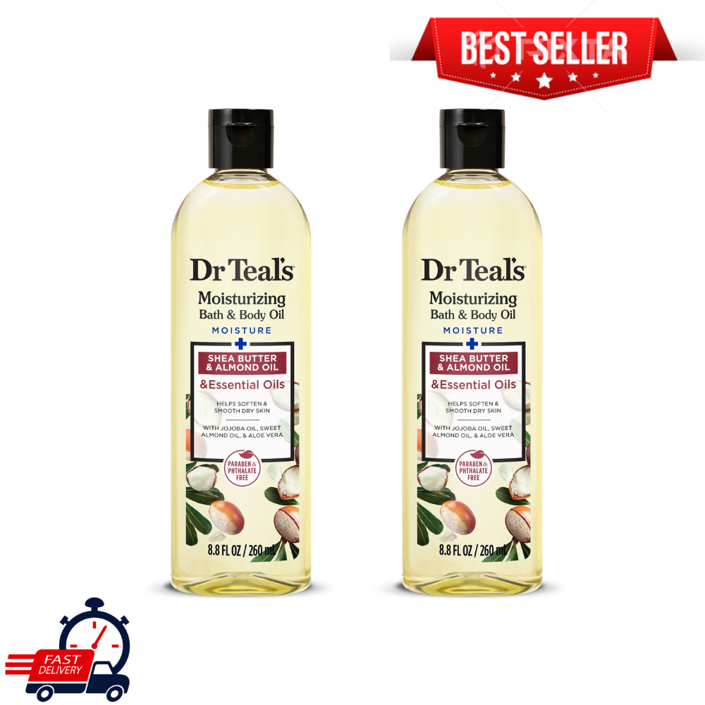 Dr Teals Shea Butter Moisturizing Bath Body Oil 8.8 oz 2 Pack for Daily Hydration
