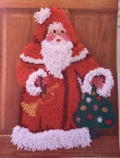 CRAFTWAYS Olde St Nick Santa w/Tree Latch Hook Rug KIT, 20”x27”, Christmas Craft