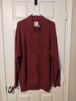 Red Head Brand Men's Sz 2XL Red Quarter Zip Cotton Blend Crew Neck Sweater  