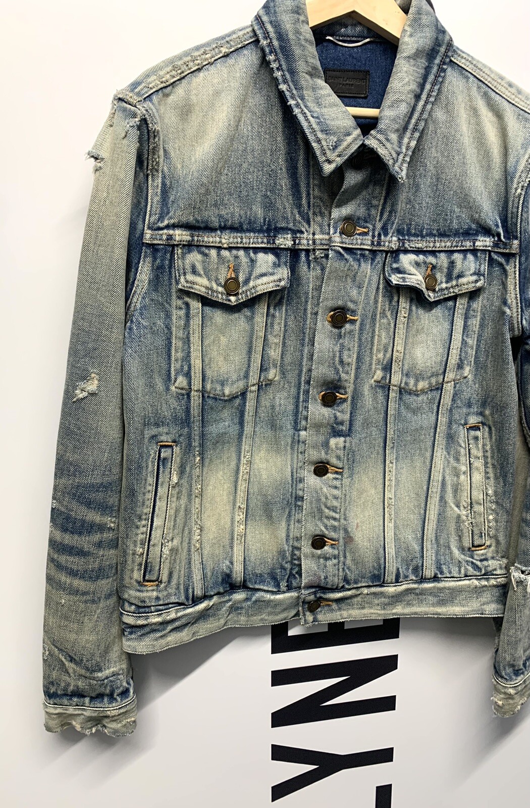 Giacca di jeans Saint Laurent Crash vintage blu taglia media prezzo consigliato £ 1.050