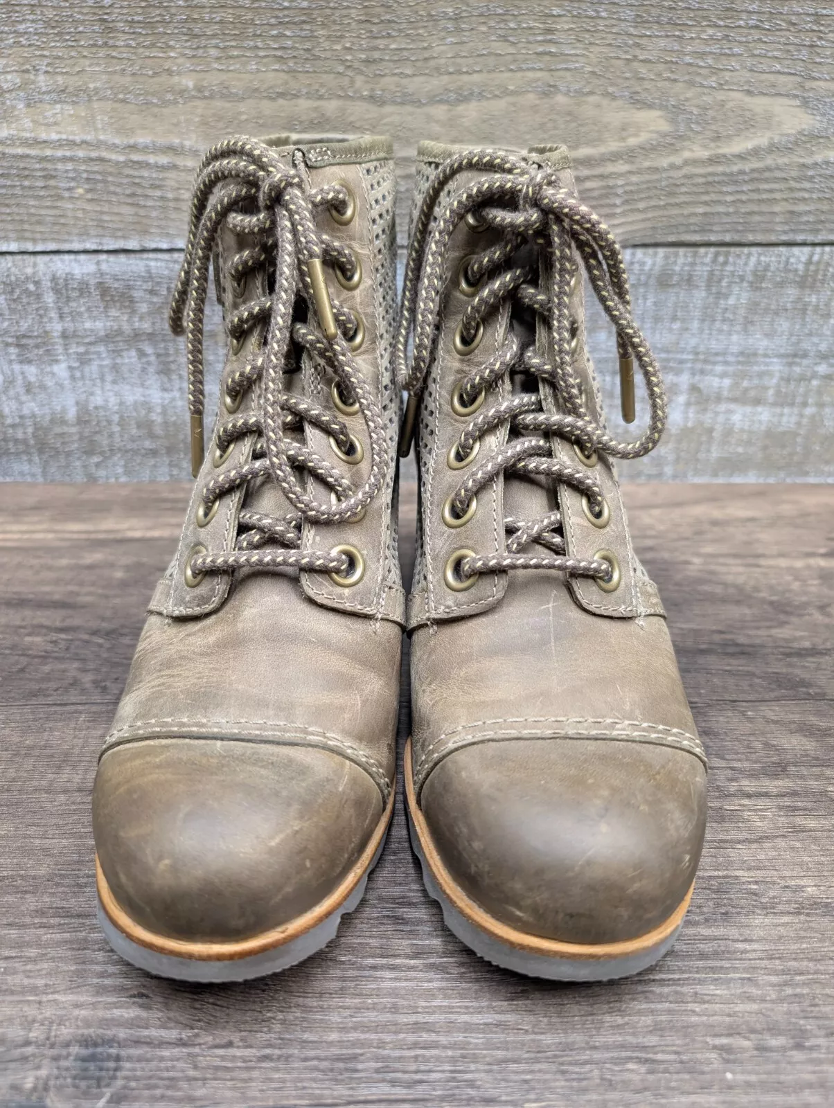 sorel premium wedge perforated lace up boots
