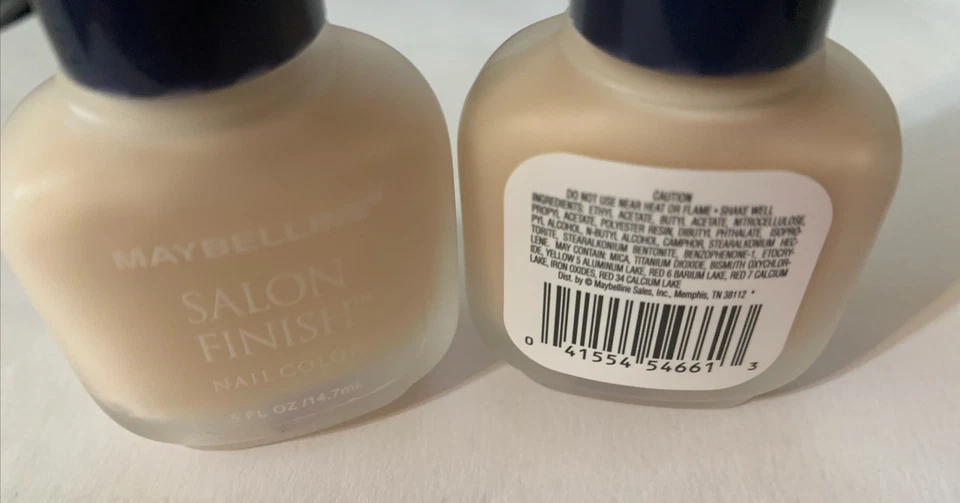 LOTE DE 2 esmaltes de uñas Maybelline acabado salón #42 marfil transparente #66 0,5 fl oz Foto 2 de 3