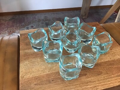 9 x IKEA VÄSNAS Teelichthalter Kerzenhalter Teelichter Kerzen Glas blau stapeln