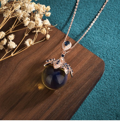 Natural Amber Crystal Pendant Necklace 18K Gold Plated Chain Dainty Gemstone - 第 4/8 張圖片