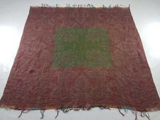 Antique Victorian Kashmiri Style Square Paisley Wool Shawl 66x64 inches