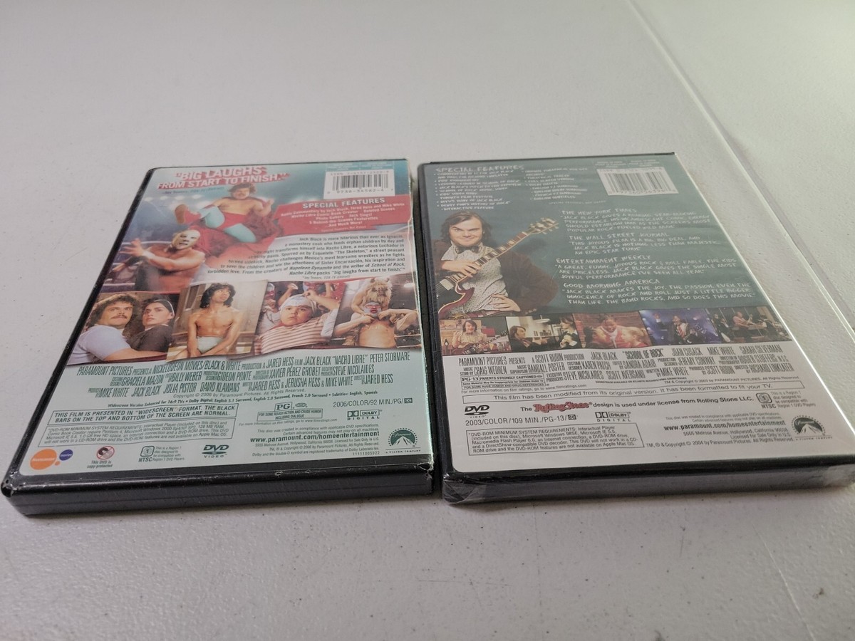 2 Dvd SCHOOL of ROCK And Nacho Libre Jack Black Lot NEW