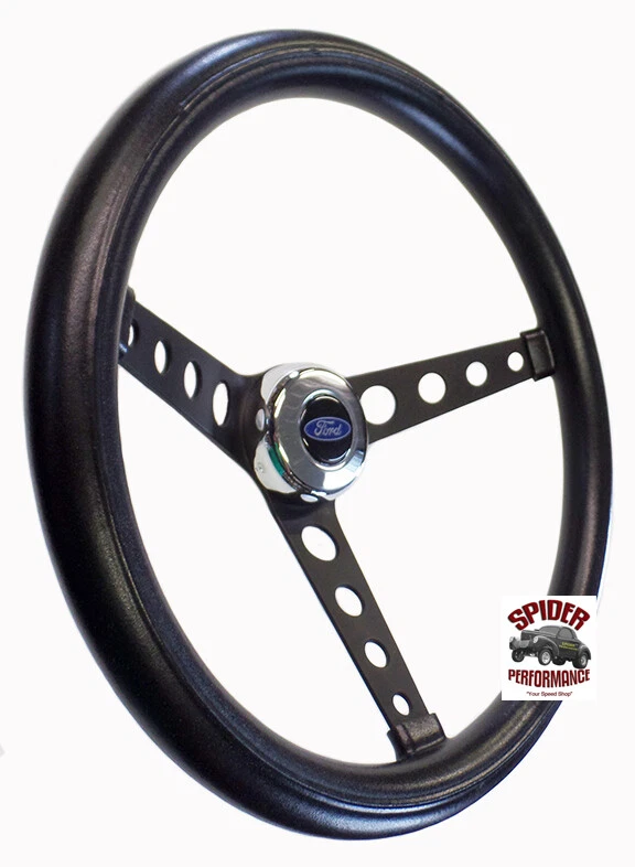 1961-1964 Ford F100 F250 F350 steering wheel BLUE OVAL 14 1/2" CLASSIC BLACK - Image 2 of 4