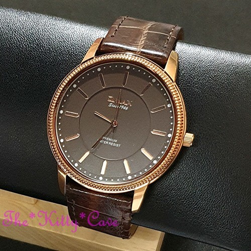 Omax Classic Slim Rose Gold Seiko Movt Brown Leather Gents Dress Watch SX09R55I - Picture 4 of 12