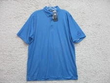 NEW Cutter & Buck Polo Shirt Medium Adult Blue Golf Stretch Logo Modern Fit Mens