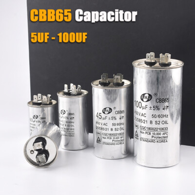 CBB65 Capacitor Air Conditioner Start Run Motor Generator Compressor 5UF - 100UF