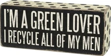 NEW‼ Primatives By Kathy Rustic Wooden Box Sign - Green Lover 5"x2" Gifts Decor