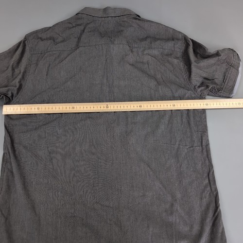 Quicksilver Button Up Shirt Mens Extra Large Grey Stripeed Short Sleeve Y2K - Picture 7 of 10