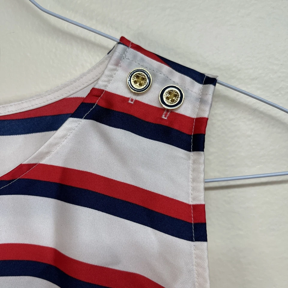 Talbots Sleeveless Blouse Sz X Silk Tank Nautical Red White Blue Patriotic - Image 4 of 4
