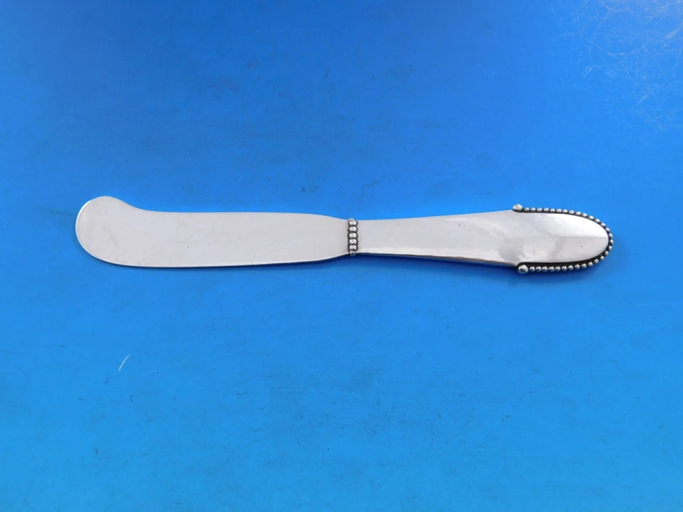 Juego de 4 paletas esparcidor de mantequilla de plata esterlina HH AS con cuentas de Georg Jensen Foto 2 de 4