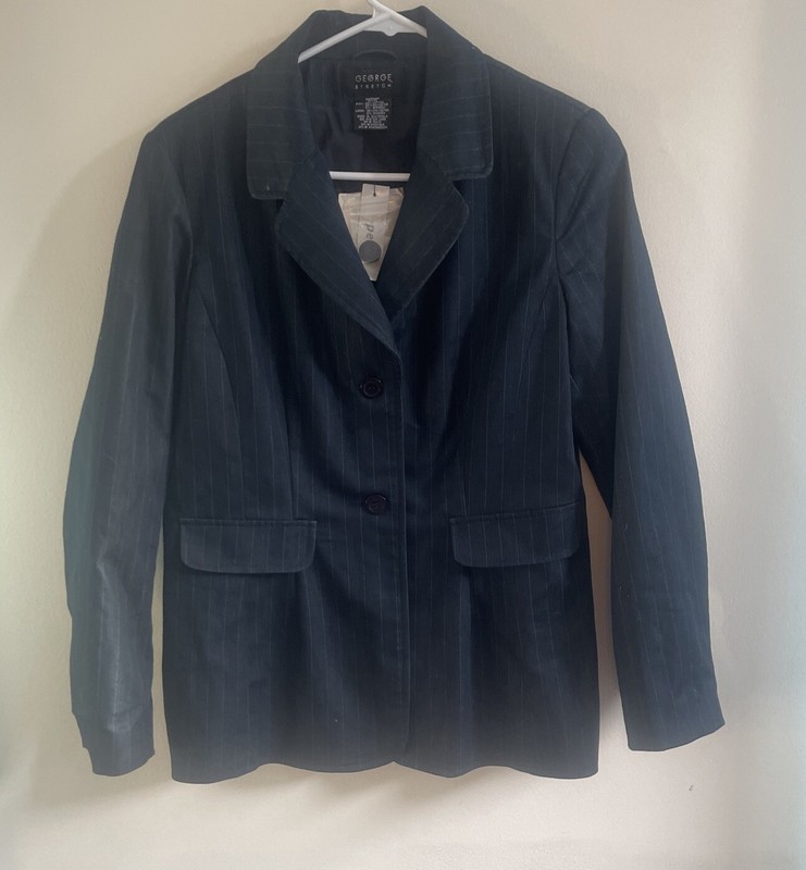 Vintage george stretch blazer Pin Striped NWT Denim women Petite medium 8/10