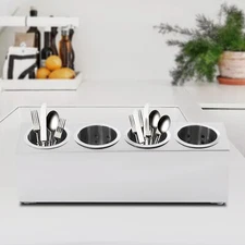 Flatware Organizers Stainless Steel Cylinder Flatware Utensil Holder Silver