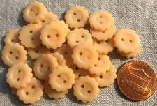 24 Small Glossy Peach Plastic Sew-through 2-hole Flower Buttons 1/2" 12mm 3692