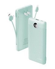 Portable Charger Built-in Cables and AC Wall Plug, USB C Power Bank Green