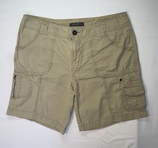 Eddie Bauer Womens Size 12 Khaki Cargo Utility Shorts 100 Cotton Hiking 2009