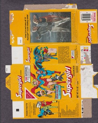1984 Nabisco DC Supergirl Cookies Empty Box w/ Card #12 Superhero Movie VG