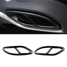 2PC Black Exhaust Pipe Tip Trim Cover For Mercedes Benz C Class W205 S205 C205