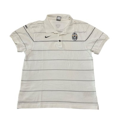 Nike JUVENTUS Football Club Polo Shirt Mens Size XL White Stripes Y2K Italy Logo