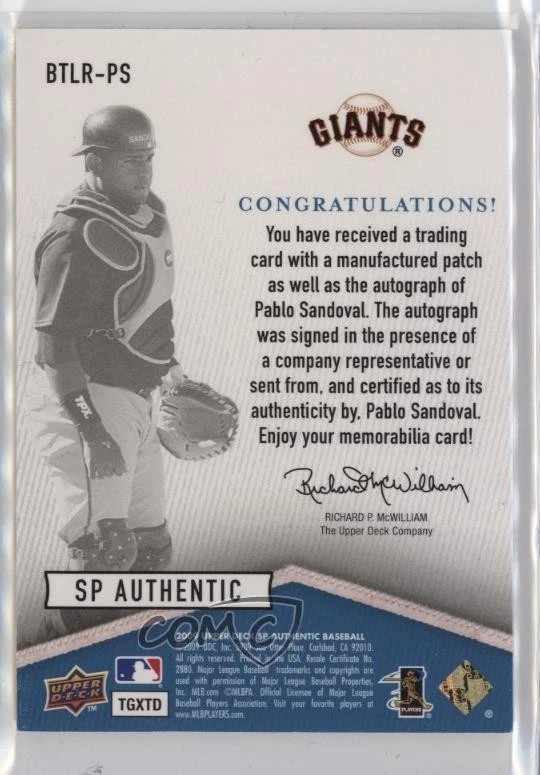 Firmas de novato SP auténticas 2009 por letra/28 Pablo Sandoval automático Foto 2 de 2