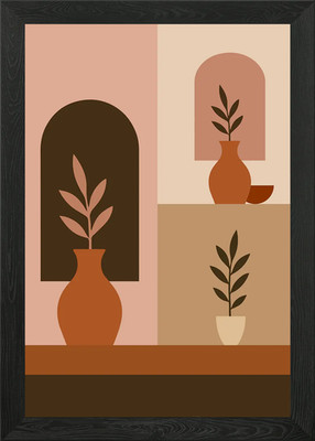 Minimalistische Pflanzenkunst in Erdtönen gerahmtes Wandbild Poster Leinwanddruck Bild