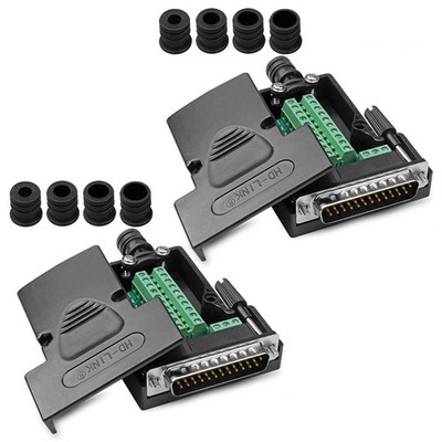 DB25 Solderless Connector 2 PCS RS232 D-SUB 25-pin Male Adapter Breakout Board
